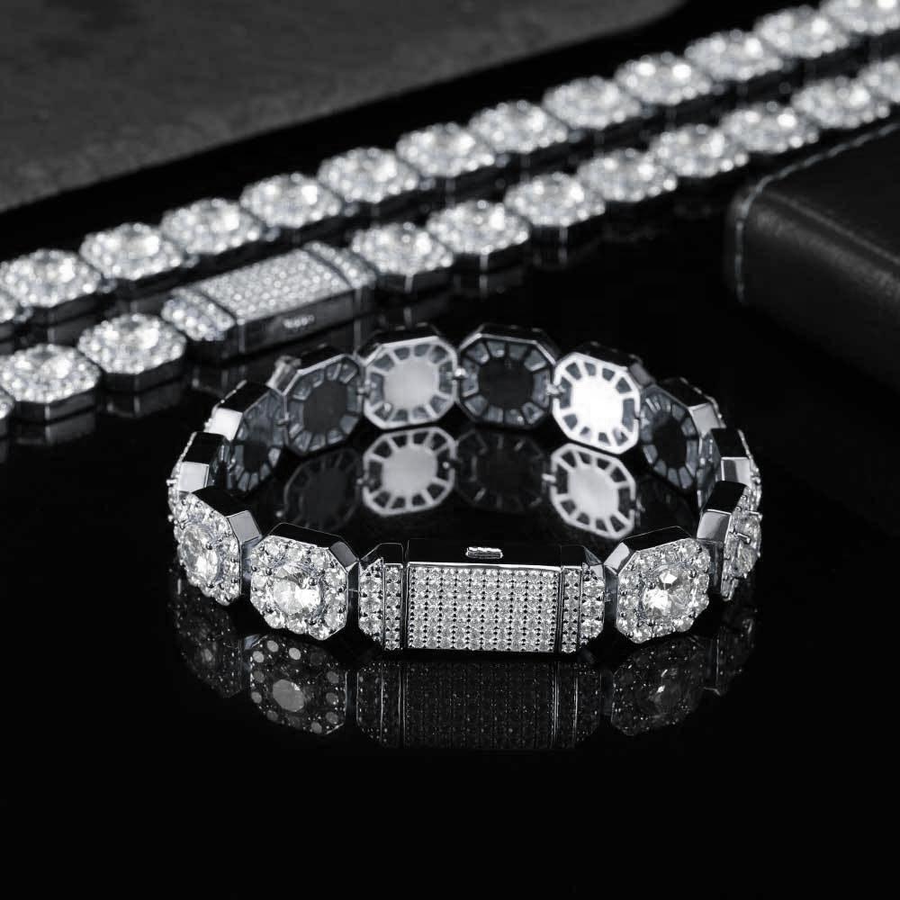 Iced Diamond Clustered Bundle Chain & Bracelet in White Gold - Markus Dayan