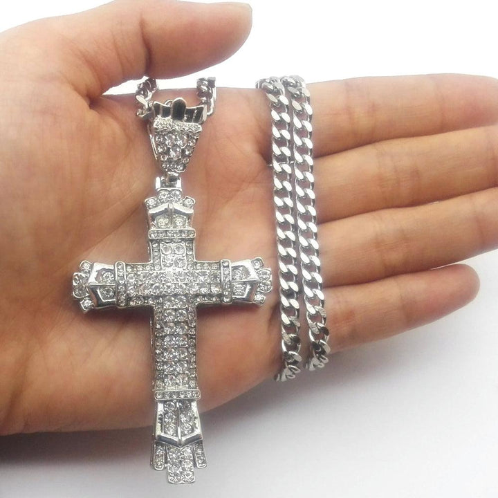 Iced Diamond Cross Crucifix Pendant 14K Gold - Markus Dayan