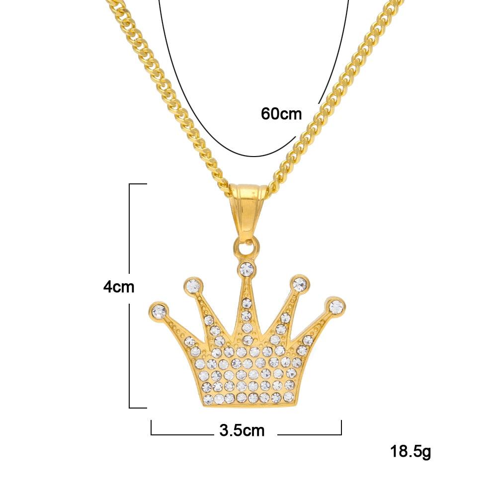 Iced Diamond Crown Pendant 14k Gold Plated - Markus Dayan