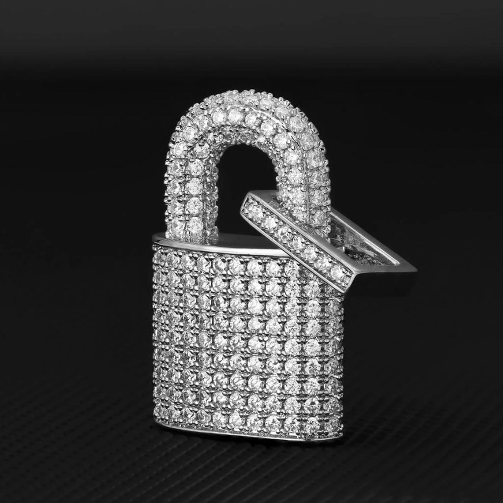Iced Diamond Lock Chain Necklace 18k White Gold - Markus Dayan