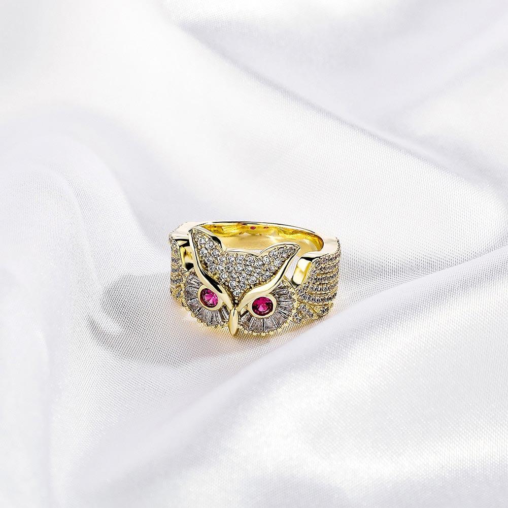 Iced Diamond Owl Ring 14K Gold - Markus Dayan