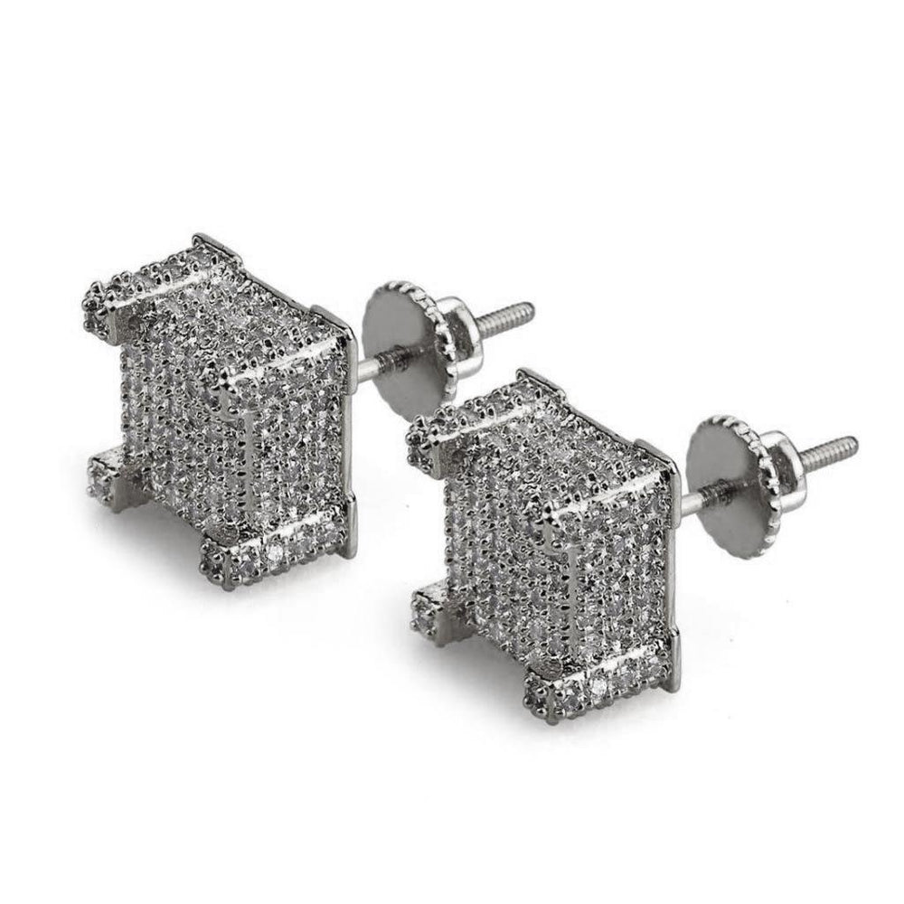 Iced Earrings Bling Square 18K Gold Plated - Markus Dayan