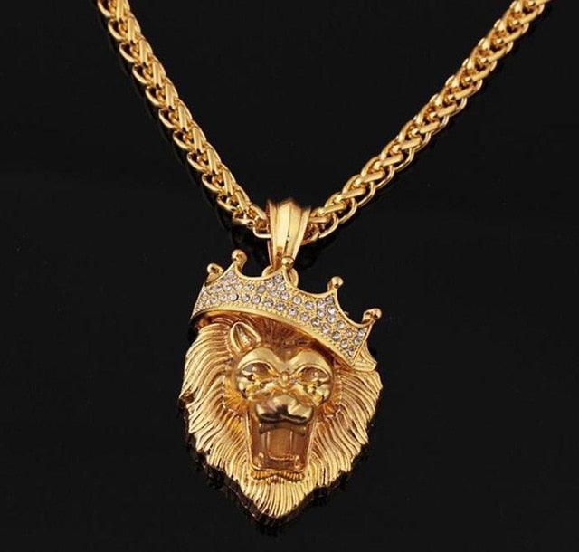 Iced Fluorescent Lion Head Pendant 14K Gold - Markus Dayan