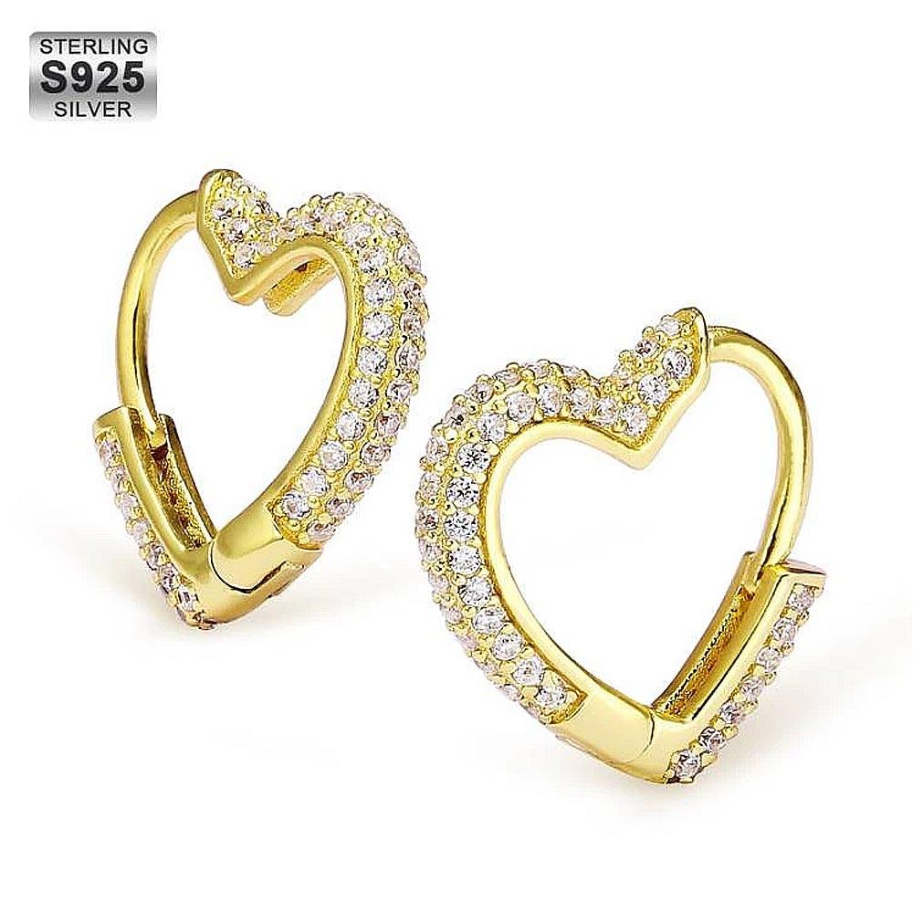 Iced Heart Hoop Earrings in 925 Sterling Silver - Markus Dayan