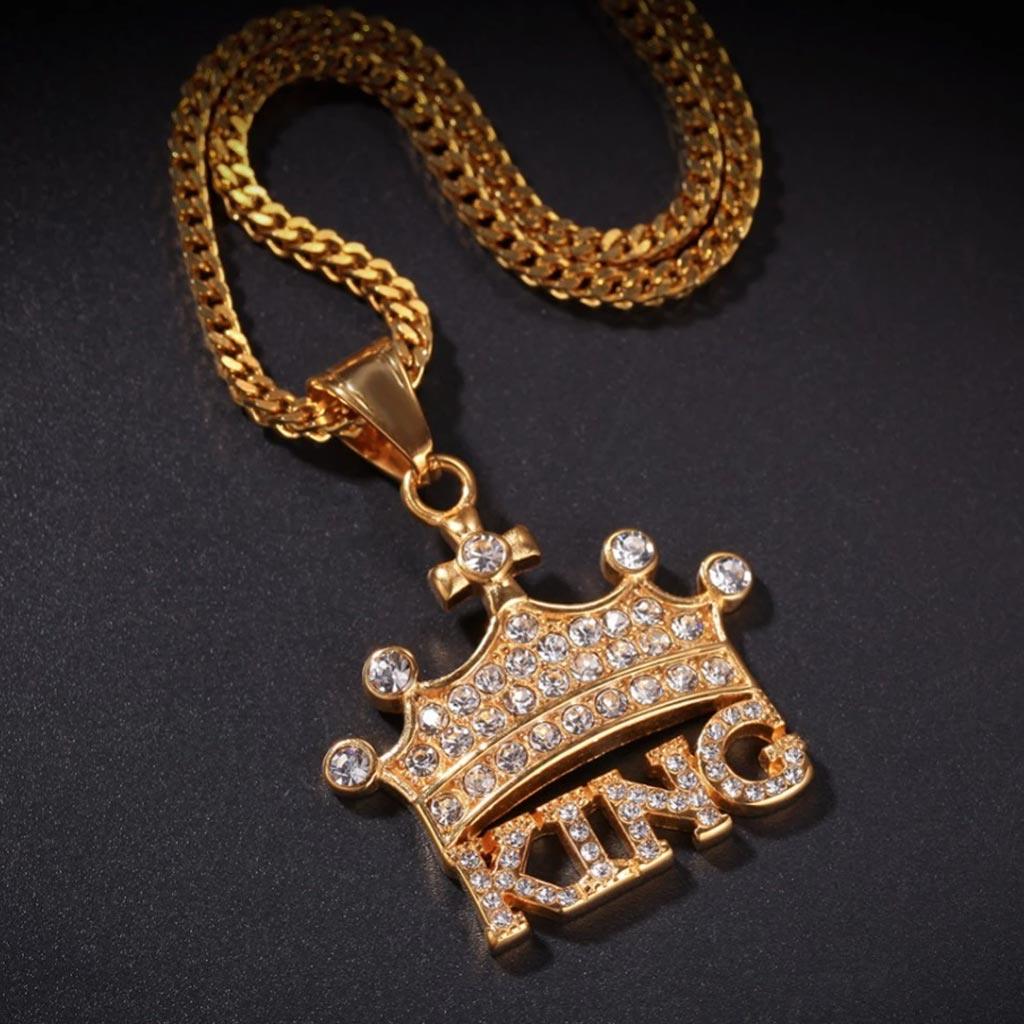 Iced KING Crown Charm Pendant 18K Gold Plated - Markus Dayan
