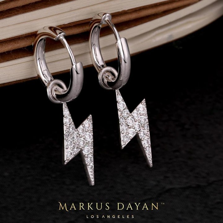 Iced Lightning Bold Earrings 14K Gold - Markus Dayan