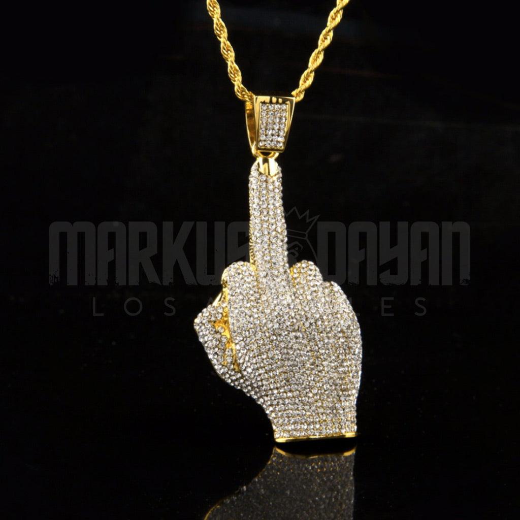 Iced Middle Finger Pendant 14K Gold Plated - Markus Dayan