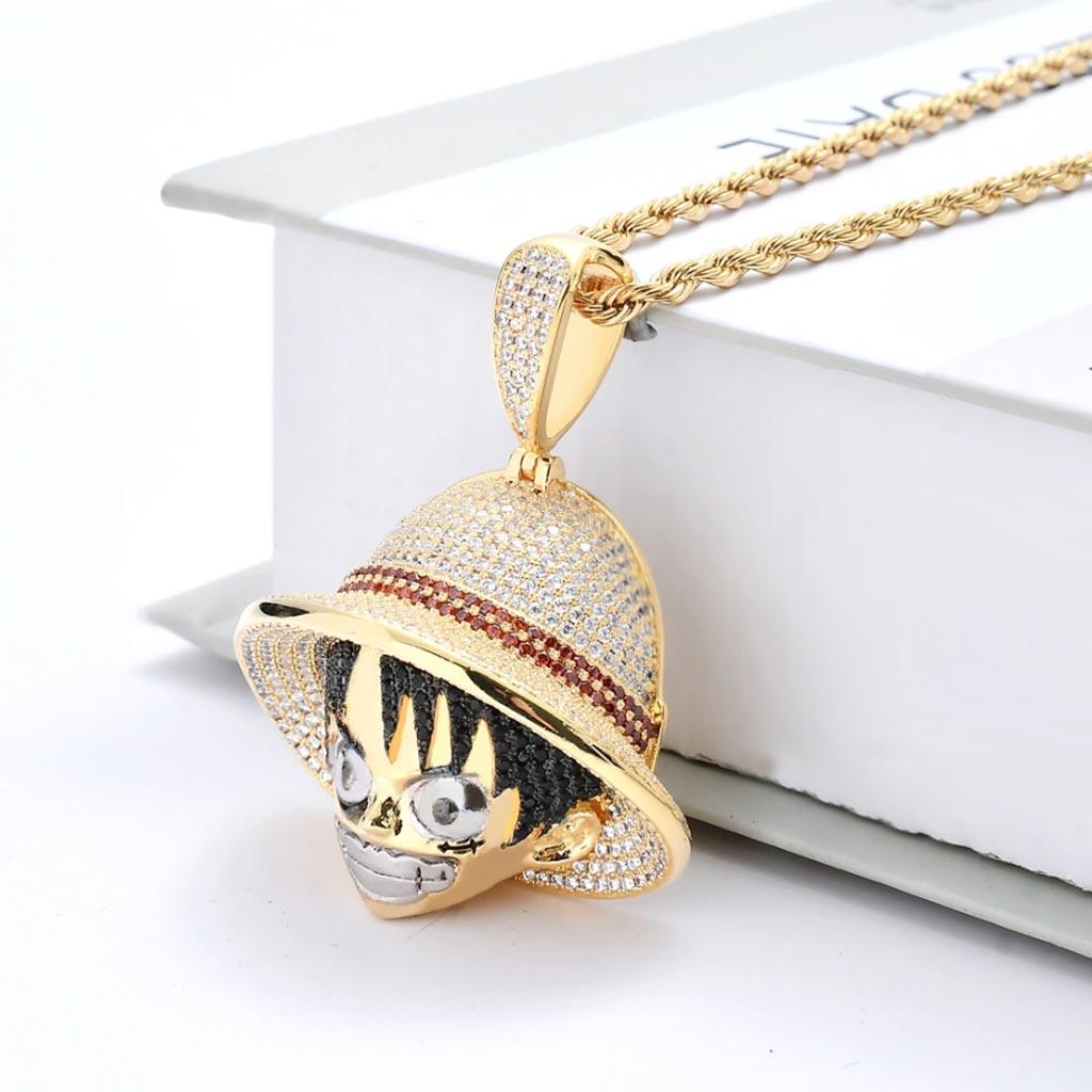 ONE PIECE Skull Monkey D Luffy Rings Rotatable Open Fashion Jewellery Cute  Metal Gold Color Bague