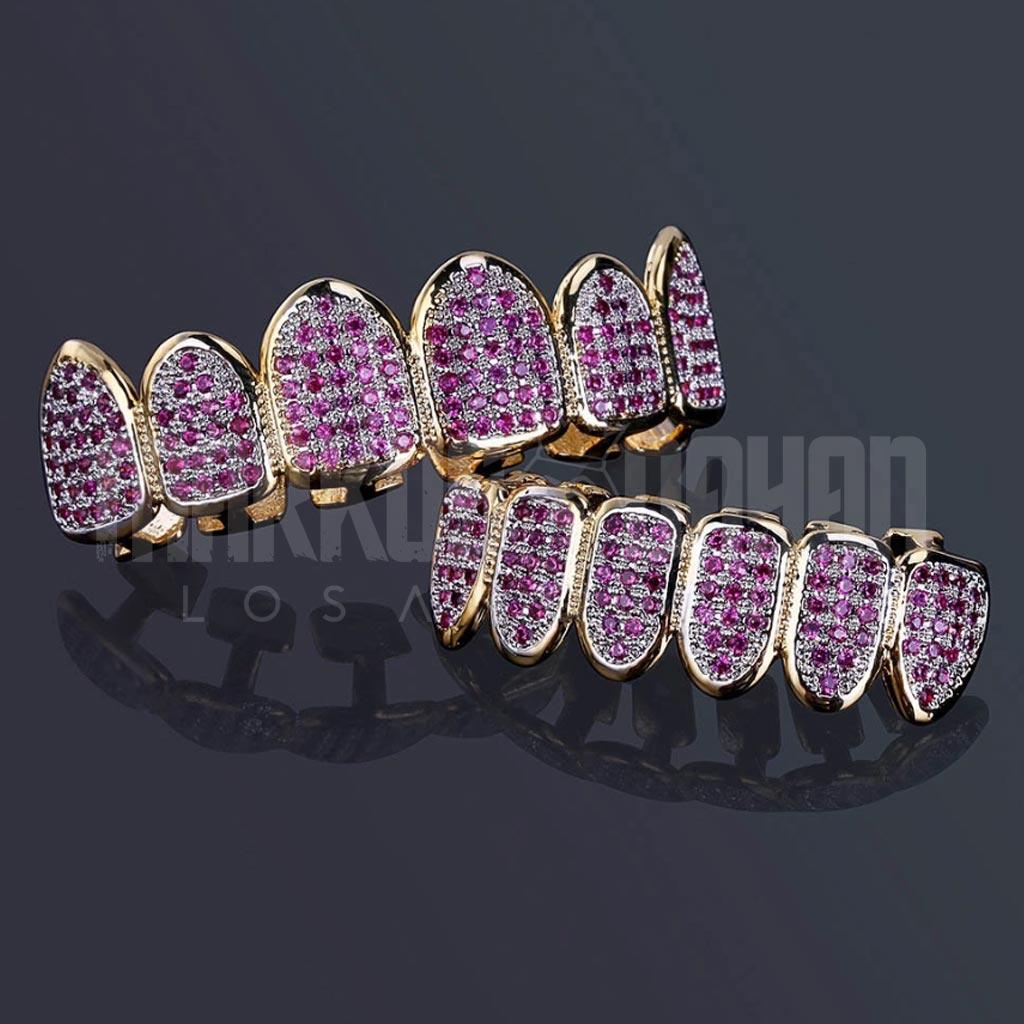 Iced Out Diamond Micro Pave Pink Teeth Grillz - Markus Dayan