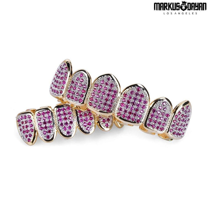 Iced Out Diamond Micro Pave Pink Teeth Grillz - Markus Dayan