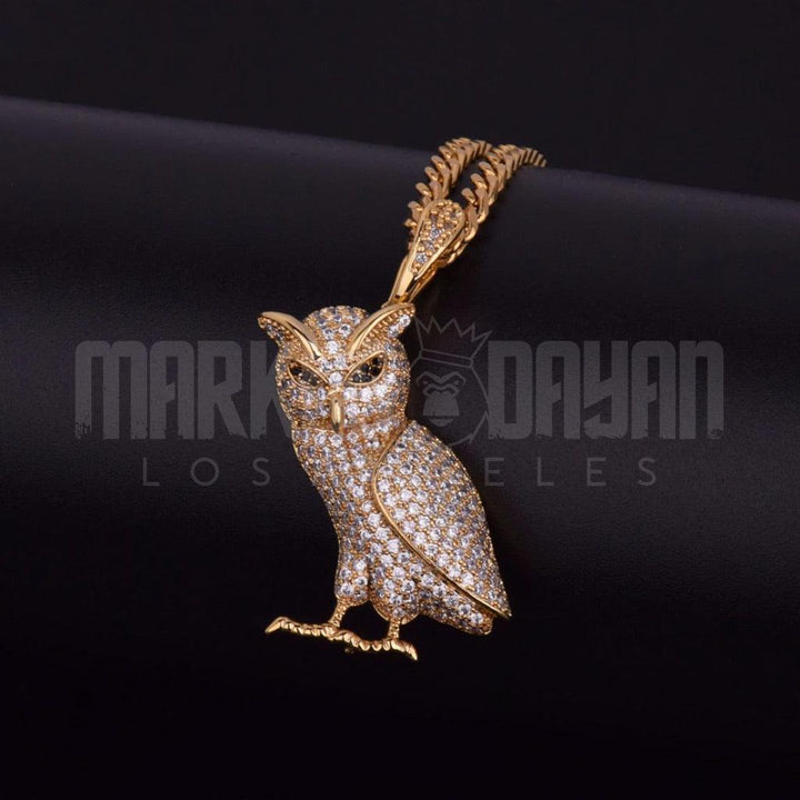 Iced Owl Pendant 14K Gold - Markus Dayan