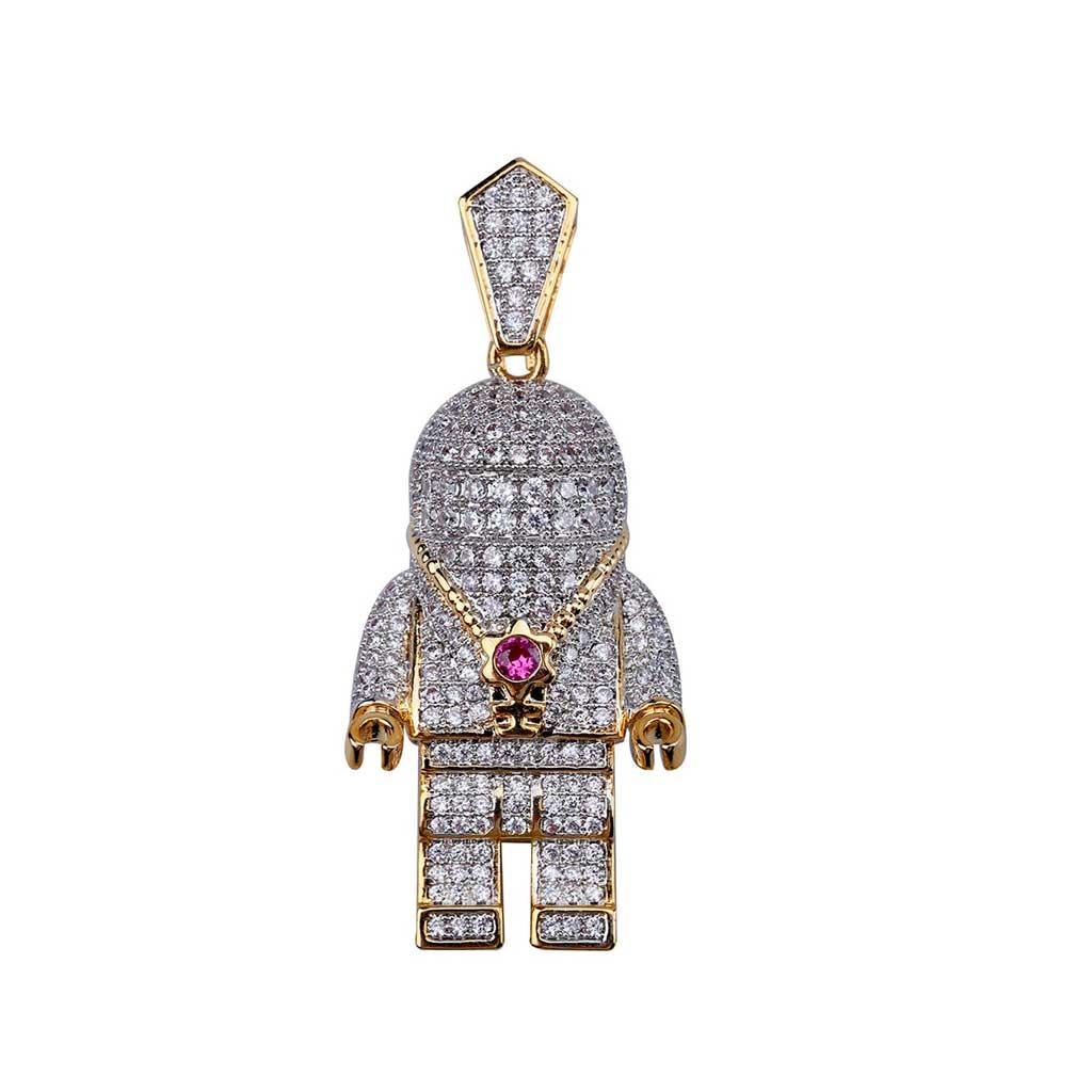 Iced Silver Astronaut Pendant 14k Gold Plated - Markus Dayan