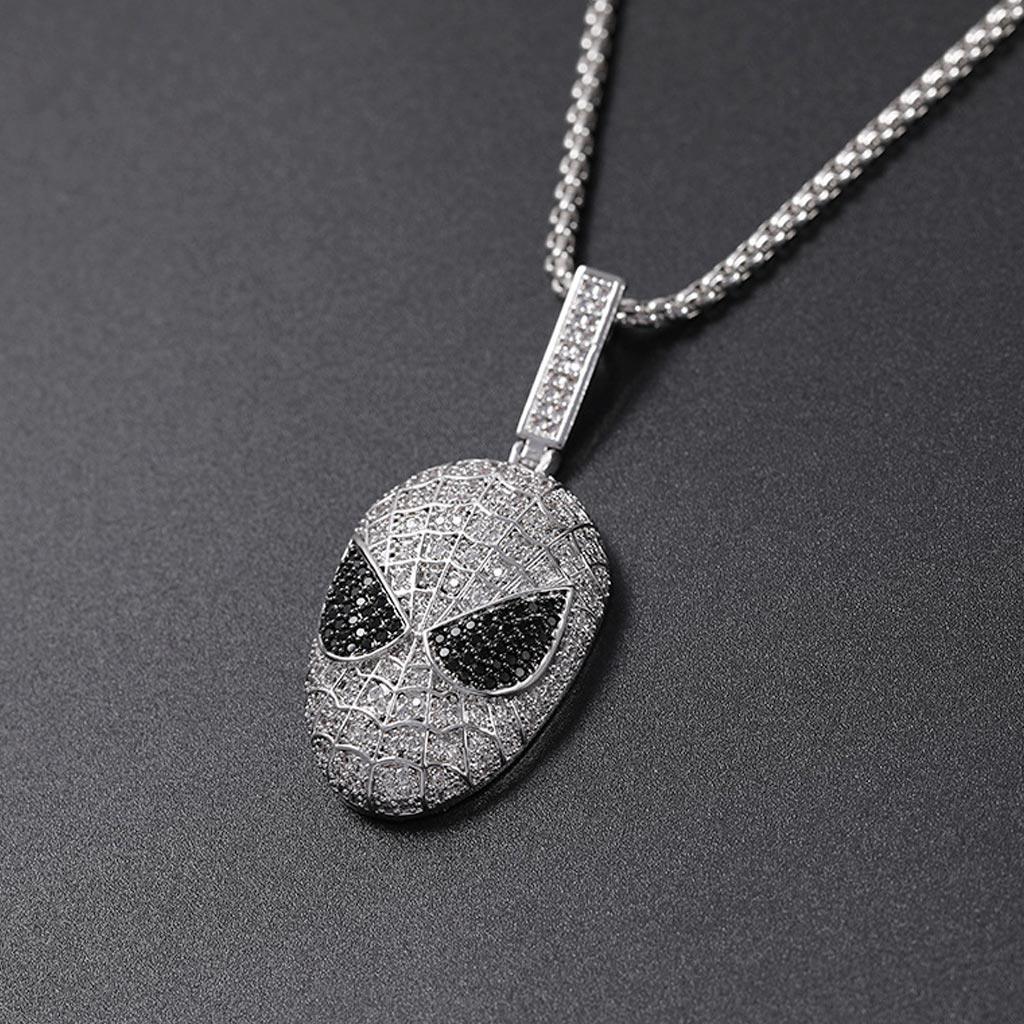 Iced Spiderman Mask Pendant in White Gold - Markus Dayan