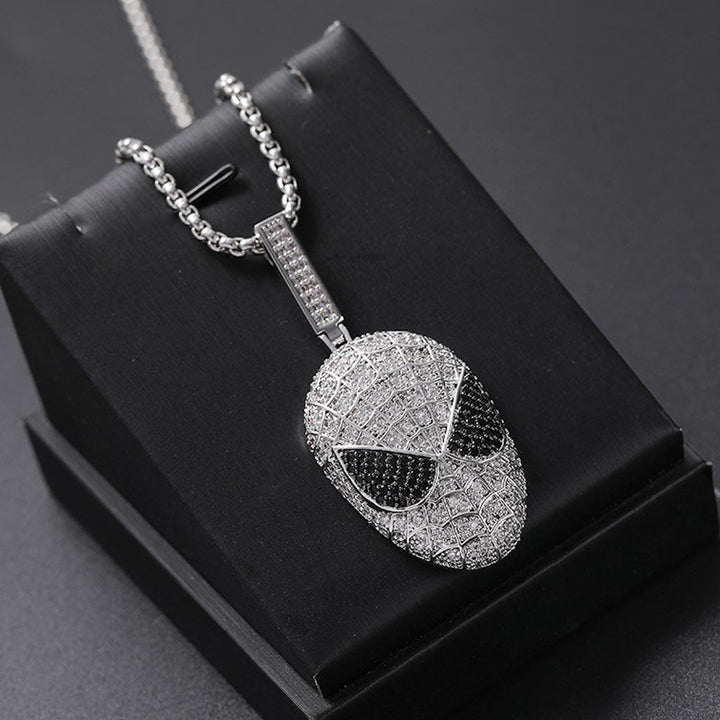 Iced Spiderman Mask Pendant in White Gold - Markus Dayan