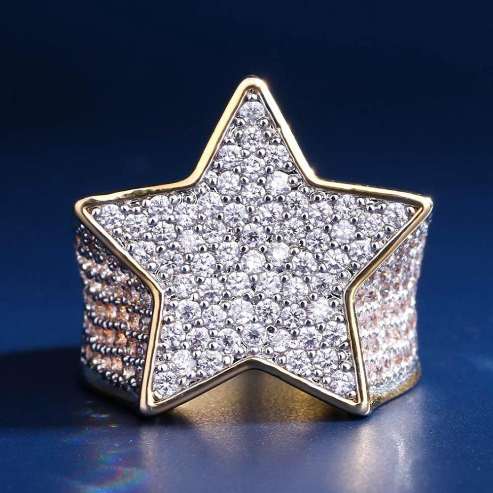 Iced Star Diamond Ring 14K Gold Plated - Markus Dayan