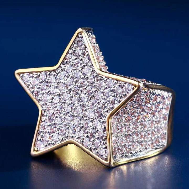 Iced Star Diamond Ring 14K Gold Plated - Markus Dayan