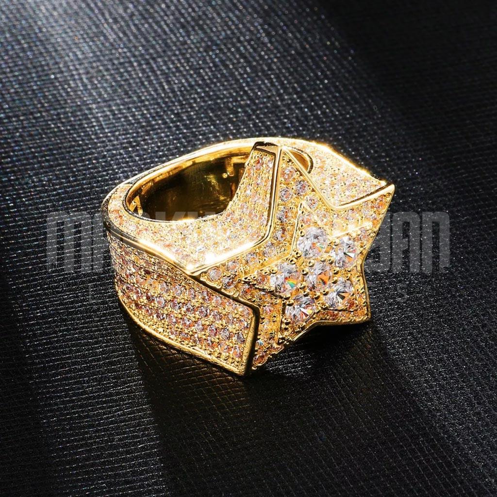 Iced Star Ring Geometric 18K Gold Plated - Markus Dayan