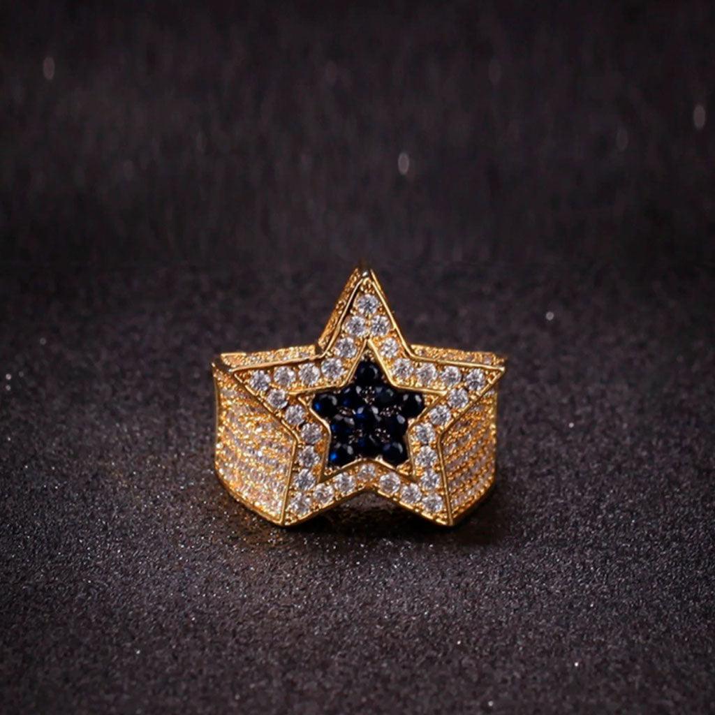 Iced Star Ring Pentagram 18K Gold Plated - Markus Dayan