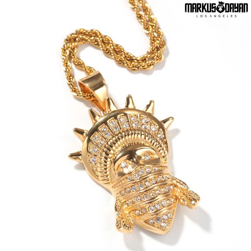 Iced Statue of Liberty Mask Gold Pendant - Markus Dayan