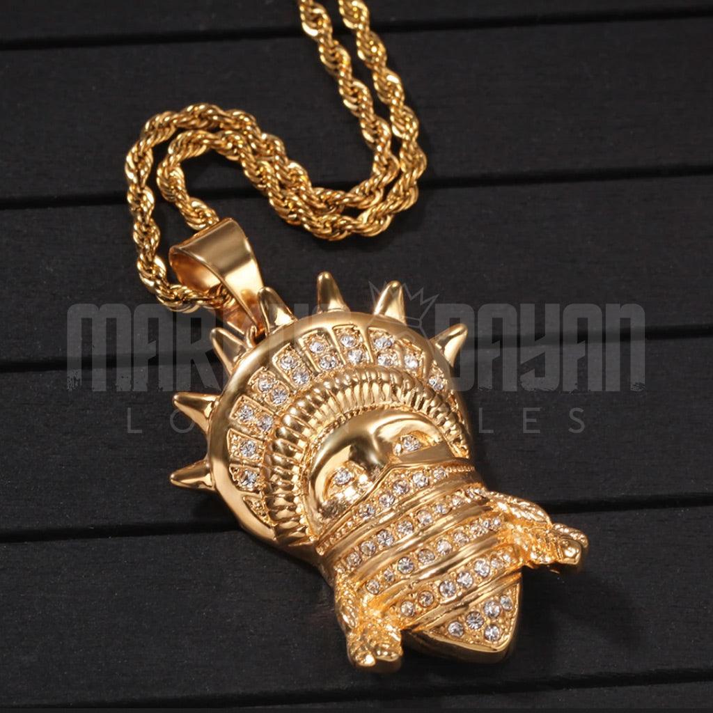 Iced Statue of Liberty Mask Gold Pendant - Markus Dayan