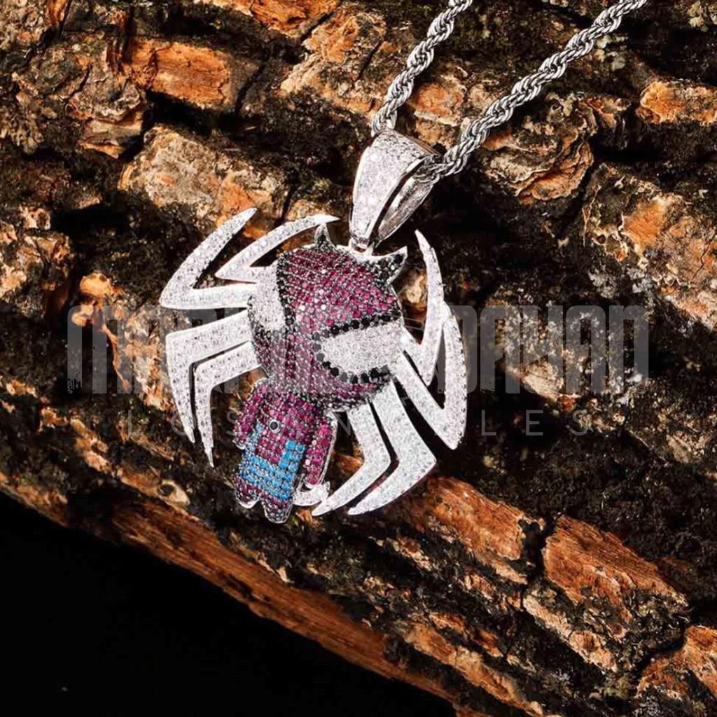 Iced The Avengers Spiderman Pendant in White Gold - Markus Dayan