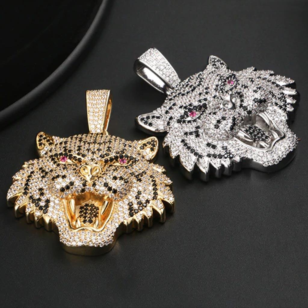 Iced Tiger Head Pendant 14K Gold - Markus Dayan