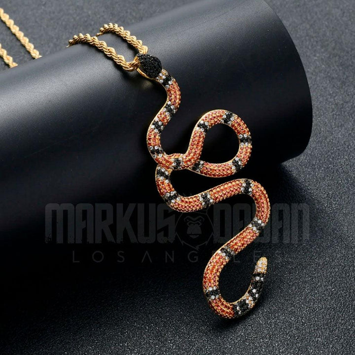 Iced Twisted Snake Pendant 14K Gold - Markus Dayan