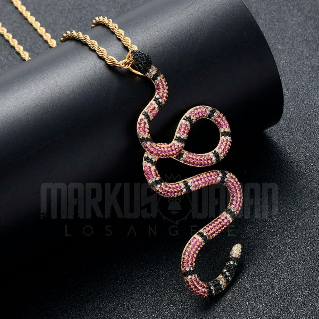 Iced Twisted Snake Pendant 14K Gold - Markus Dayan