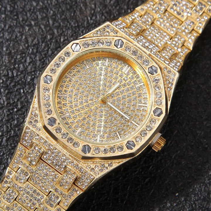 Iced Watch Luxury Big Dial Round Quartz 18K Gold - Markus Dayan