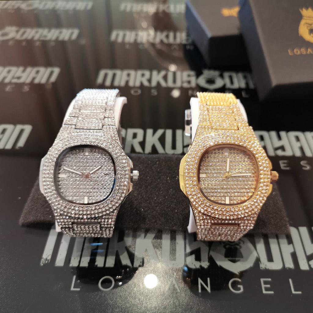 Iced Watch Silver Quartz 18K Gold Plated - Markus Dayan