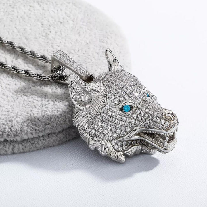 Iced Wolf Head Necklace Pendant 14K Gold - Markus Dayan