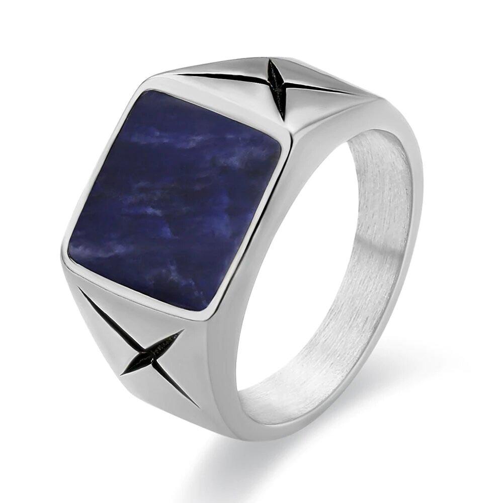 Lapis Lazuli Mens Ring 316L in 18K Gold/White Gold - Markus Dayan