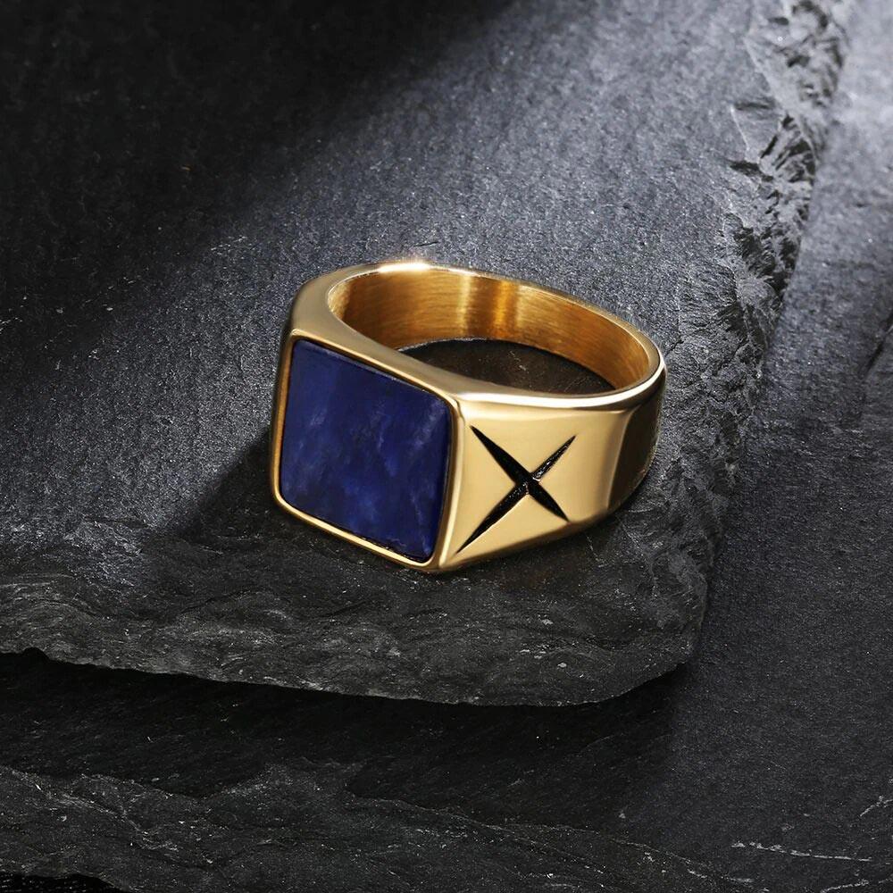 Lapis Lazuli Mens Ring 316L in 18K Gold/White Gold - Markus Dayan