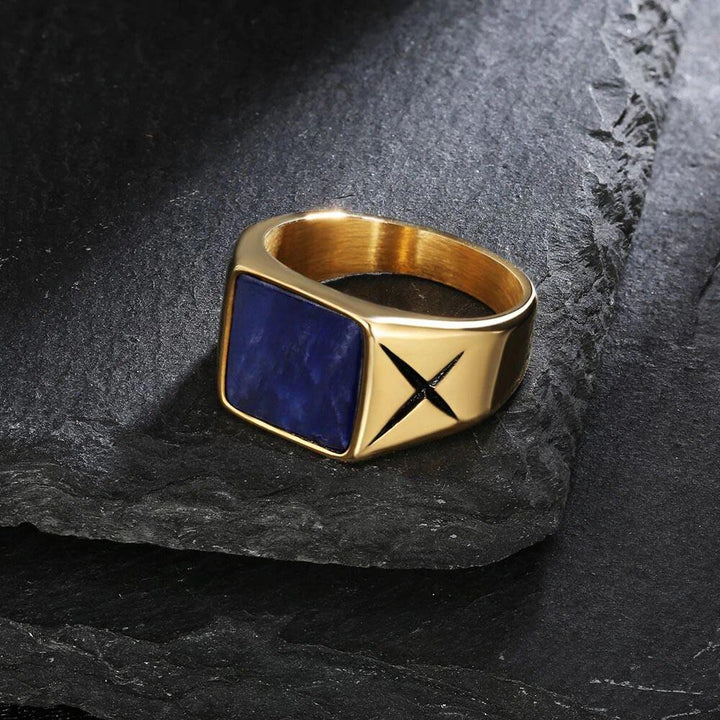 Lapis Lazuli Mens Ring 316L in 18K Gold/White Gold - Markus Dayan