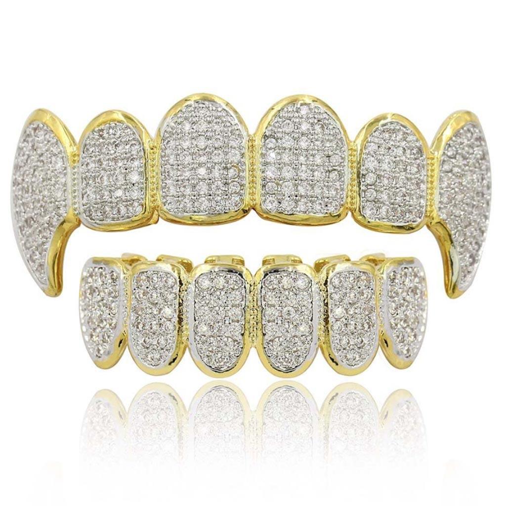 Micro Pave Vampire Fangs Grillz 18k Gold Plated - Markus Dayan