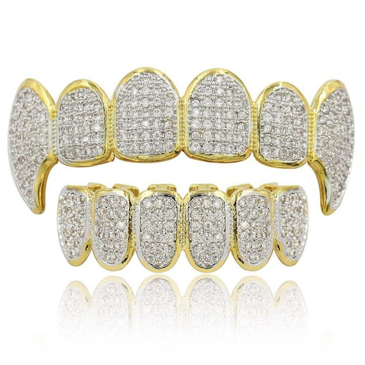 Micro Pave Vampire Fangs Grillz 18k Gold Plated - Markus Dayan