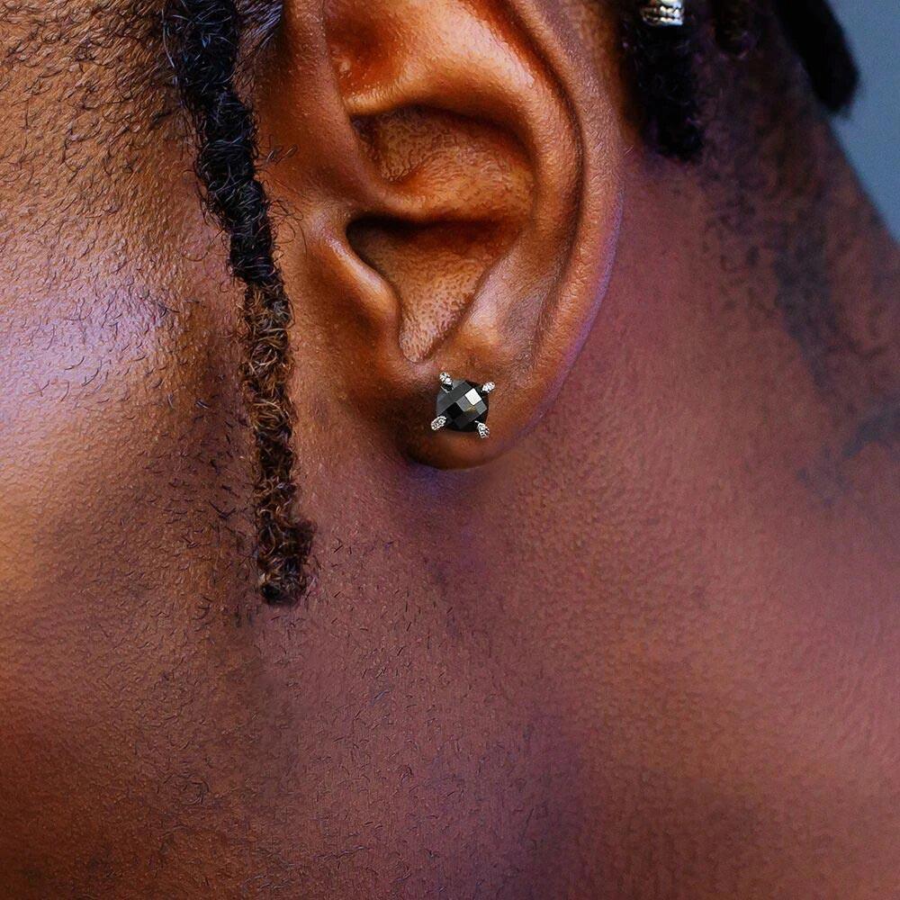 Buy Men's Stud Earrings Men's Earrings Studs 4mm Flat Disc Stud Earrings  Fake Gauge Earring Fake Plug Studs Nail It Down 420 4SY Online in India -  Etsy