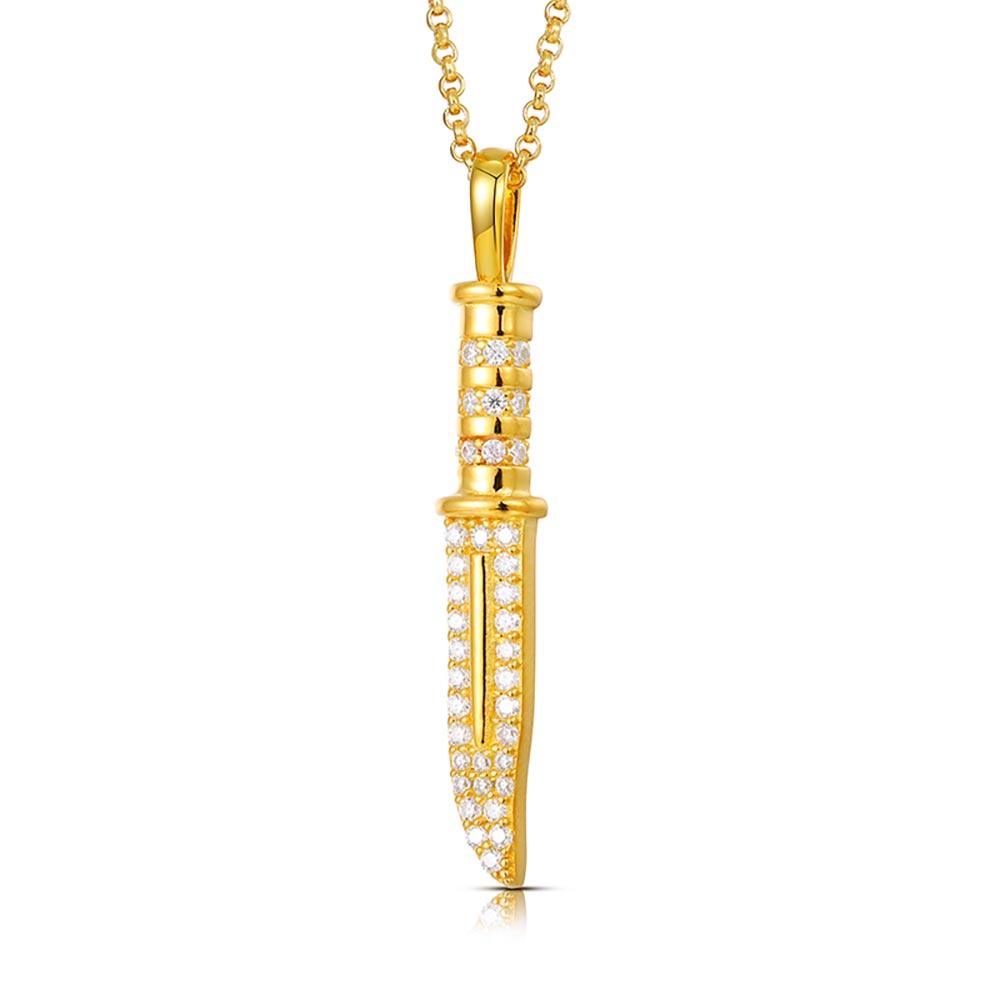 S925 Moissanite Knife Pendant Charm Necklace 18K Gold - Markus Dayan