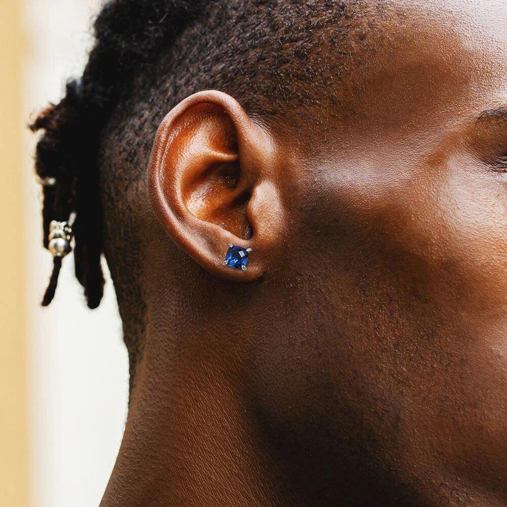 Sapphire Blue Stud Earrings for Men - Markus Dayan
