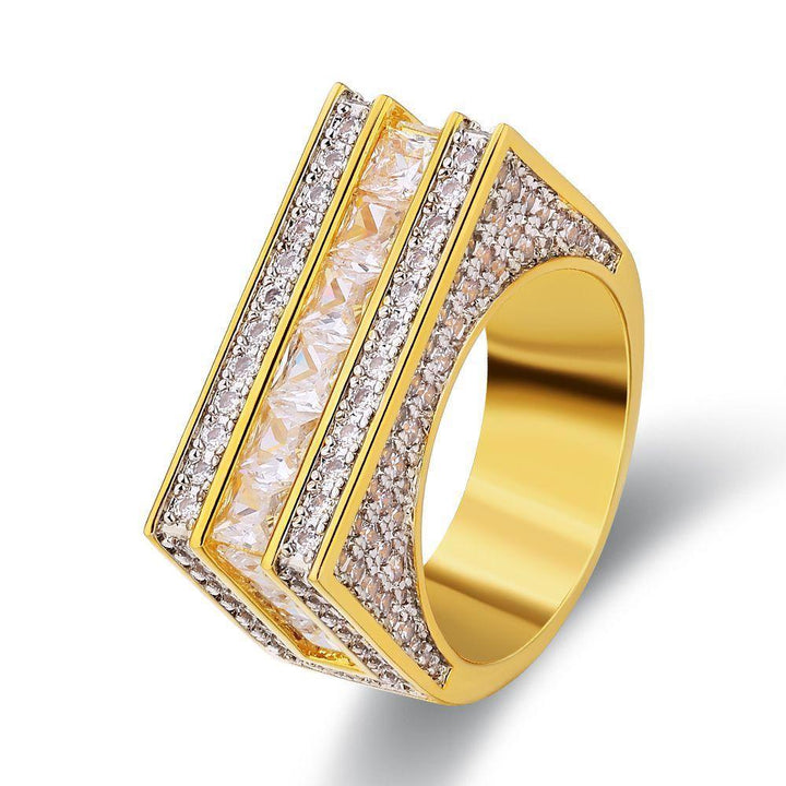 Single Row Princess-Cut Diamond Men Ring Gold - Markus Dayan