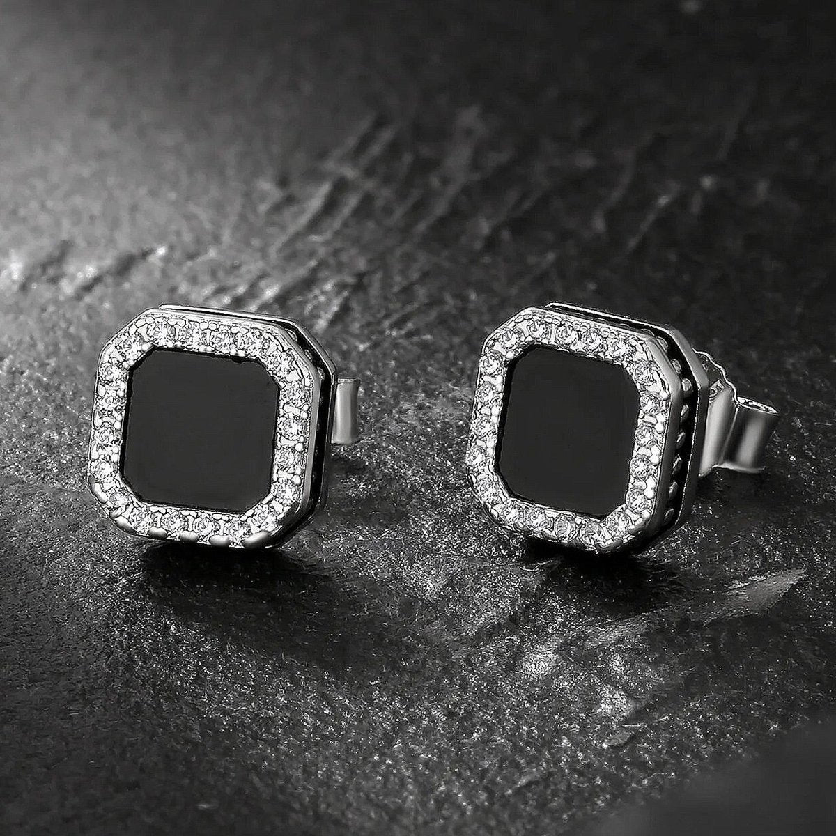 Buy Silver Stainless Steel Classic Princess-Cut Black CZ Studs Online -  Inox Jewelry India