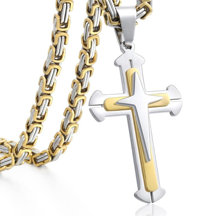 Stainless Gold Knight Templar Cross Necklace - Markus Dayan