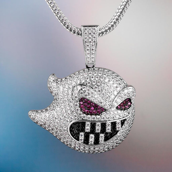 White Gold Iced Out Ghost Hip Hop Pendant - Markus Dayan