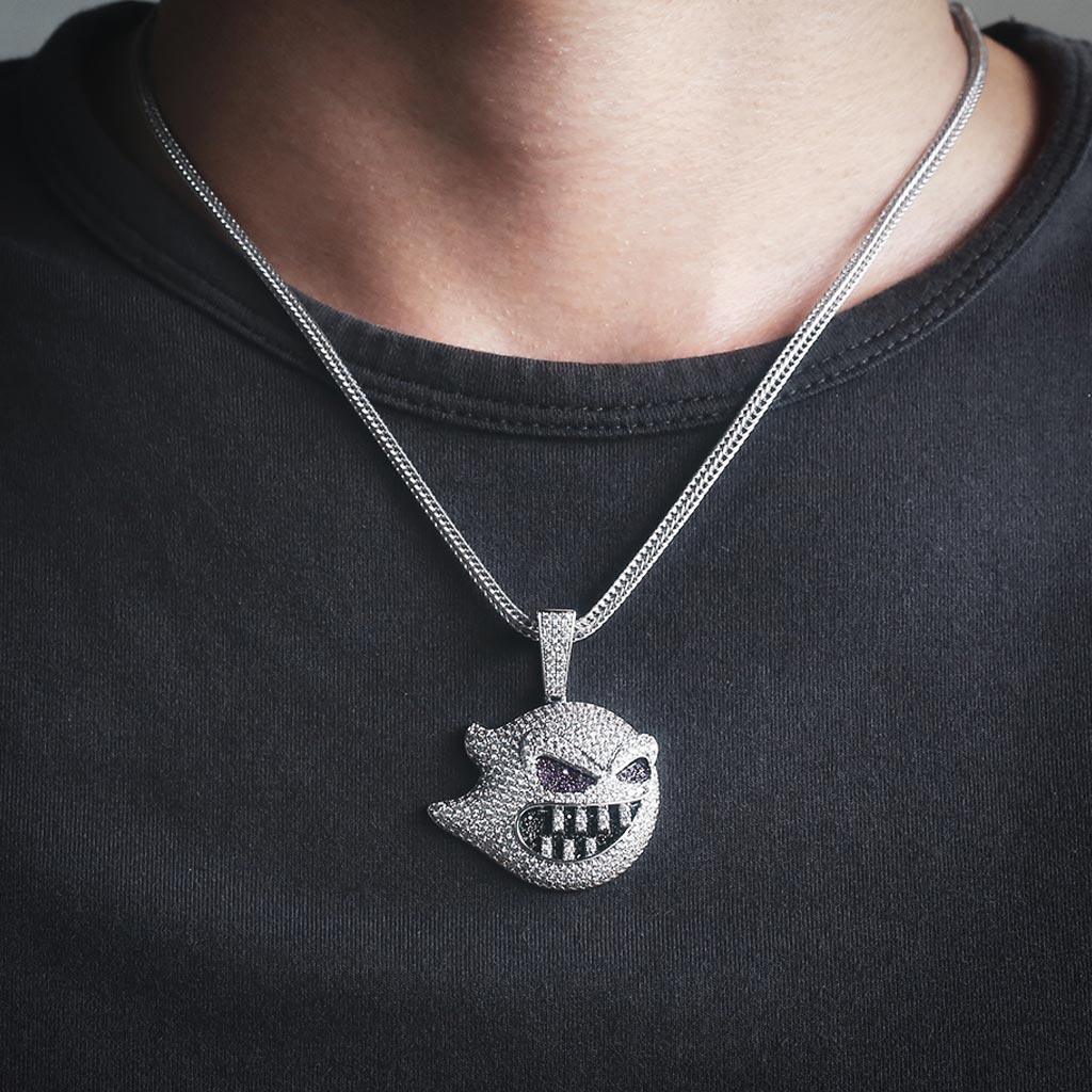 White Gold Iced Out Ghost Hip Hop Pendant - Markus Dayan