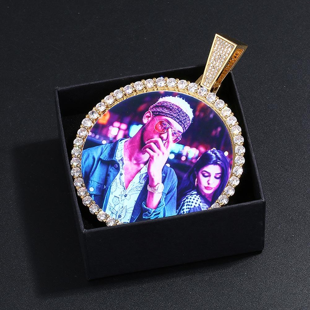 XXL Iced Custom Photo Medallion Pendant 14K Gold - Free Engraving - Markus Dayan