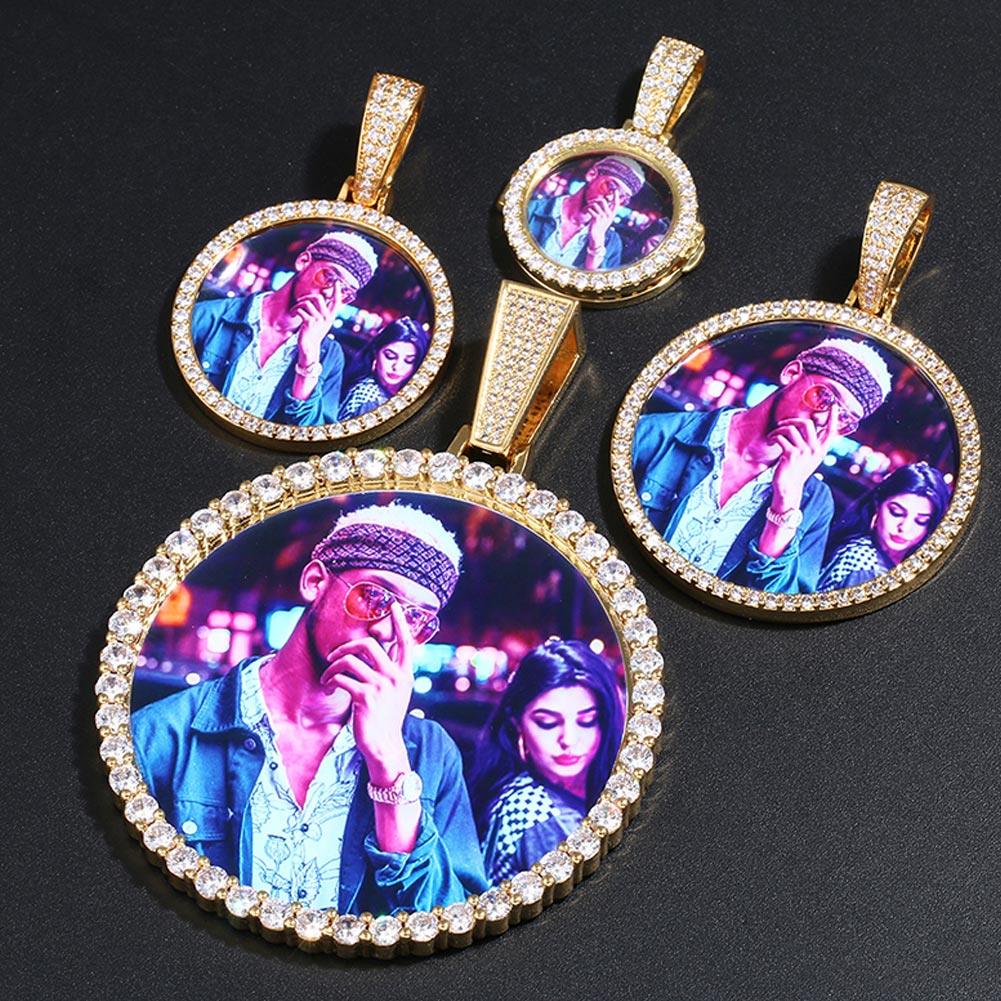 XXL Iced Custom Photo Medallion Pendant 14K Gold - Free Engraving - Markus Dayan